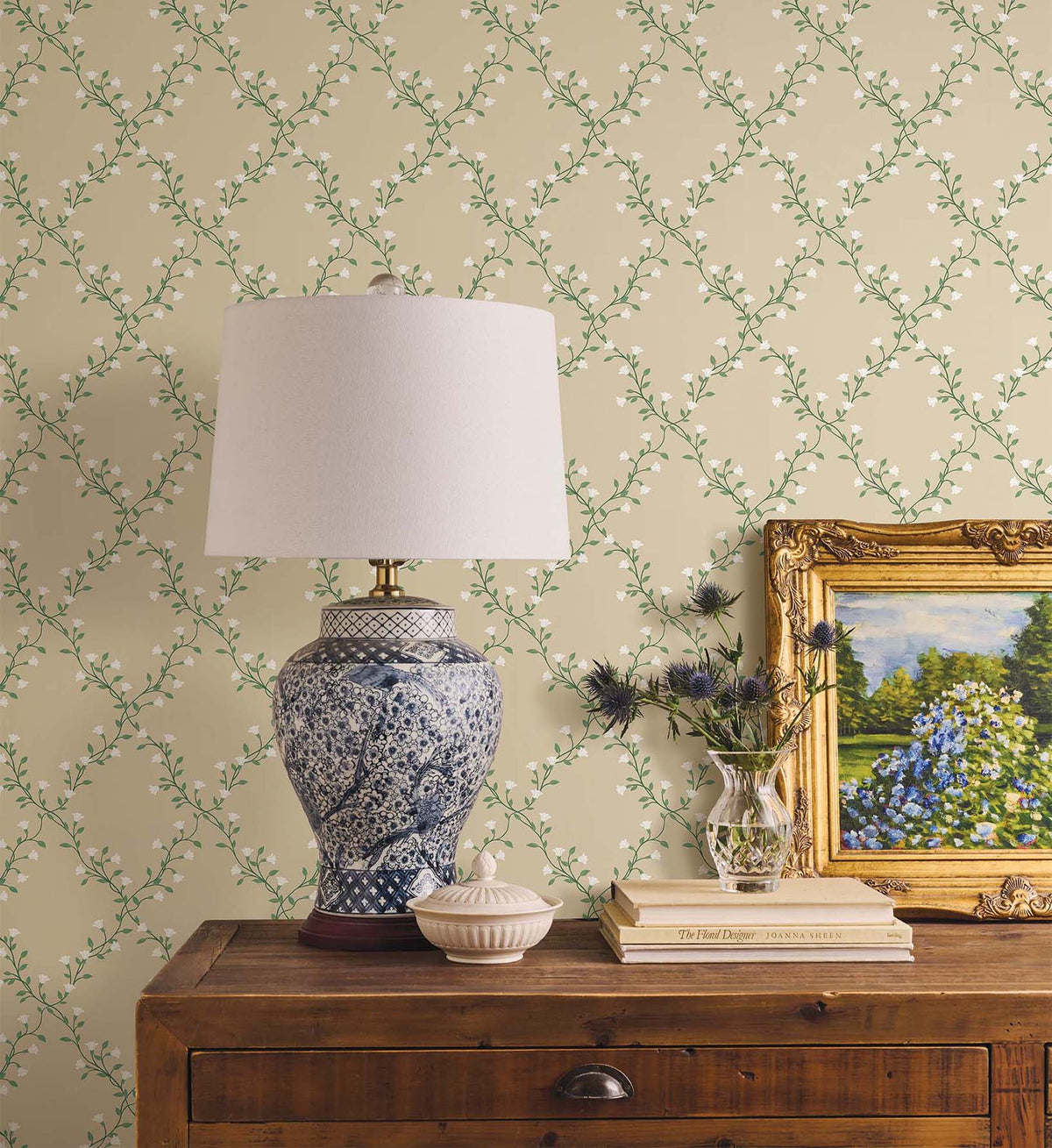 Bellflower Wallpaper Sample - Linen