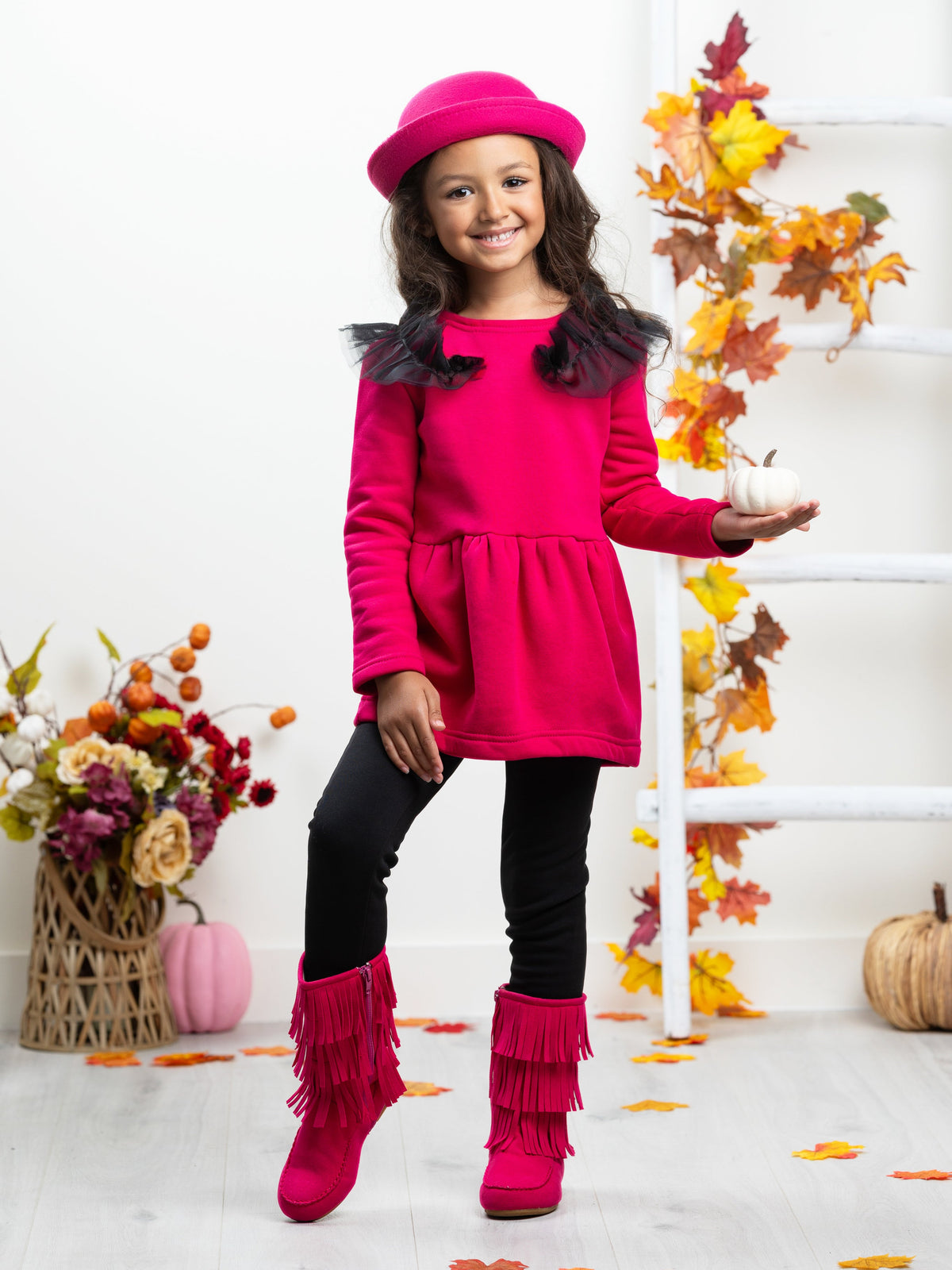 Adorable Pink Tulle Shoulder Tunic by Kids Couture