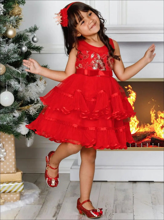 'Twas The Night Sparkle Chiffon Tiered Holiday Dress